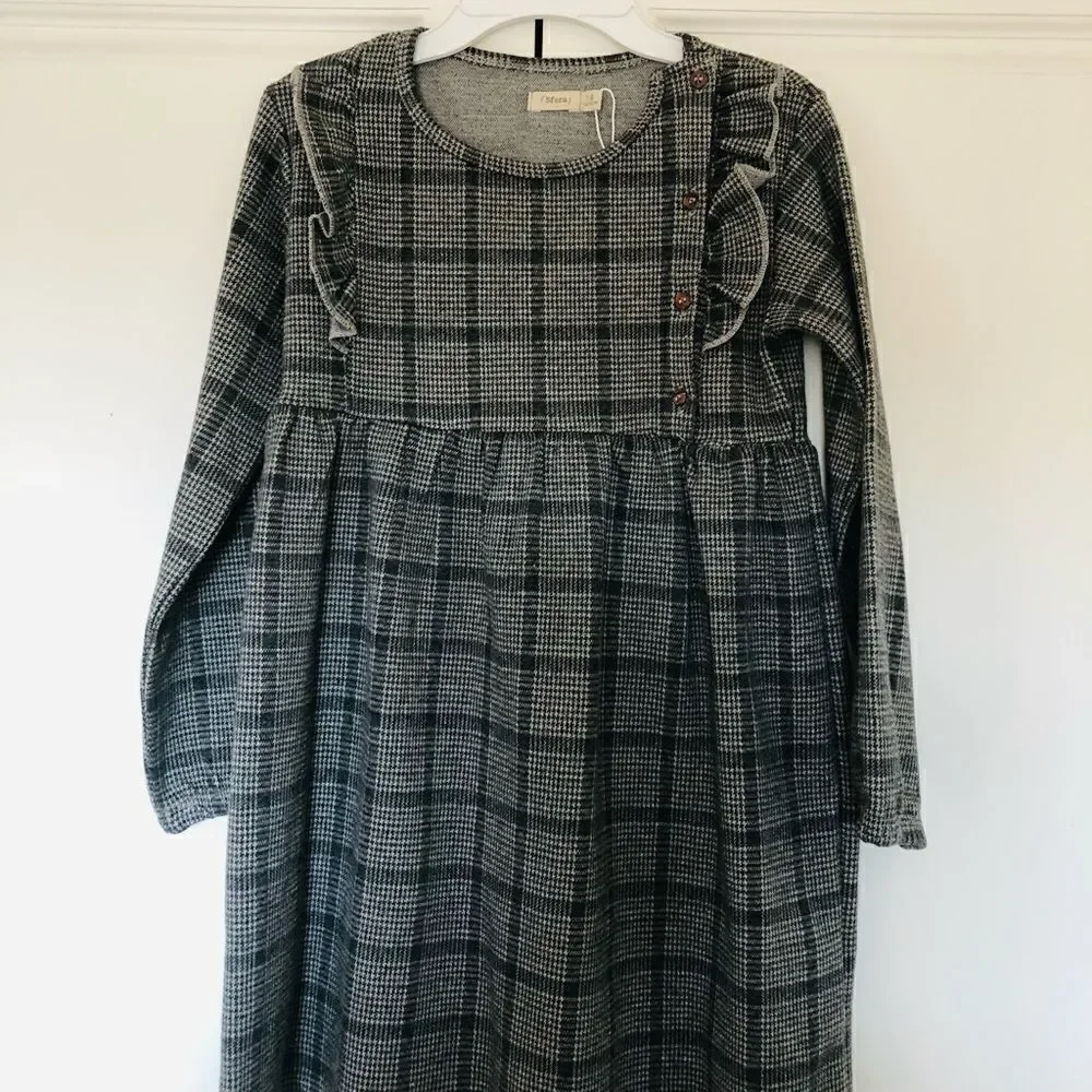 Sfera Girls’ Black & Grey Plaid Dress‎